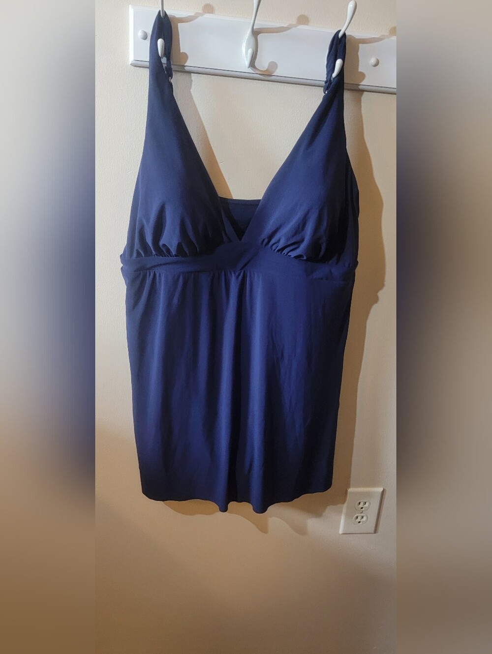Aqua Green Navy V-Neck One-Piece Swimdress